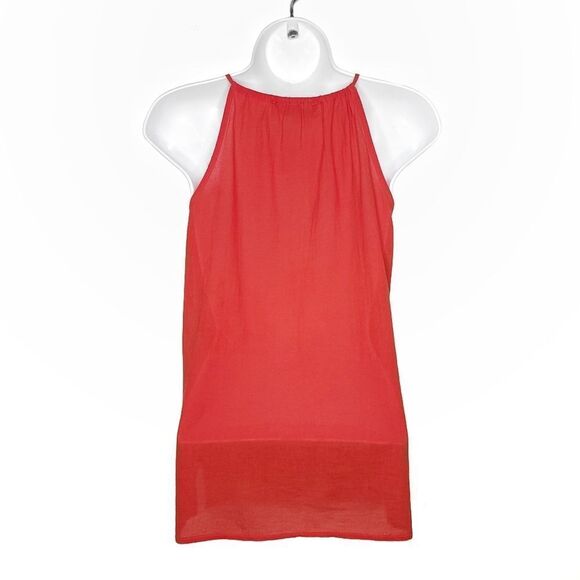 LOFT | Orange Embroidered Twisted Tassel Halter Neck Gauze Top | US XS - Picture 8 of 11